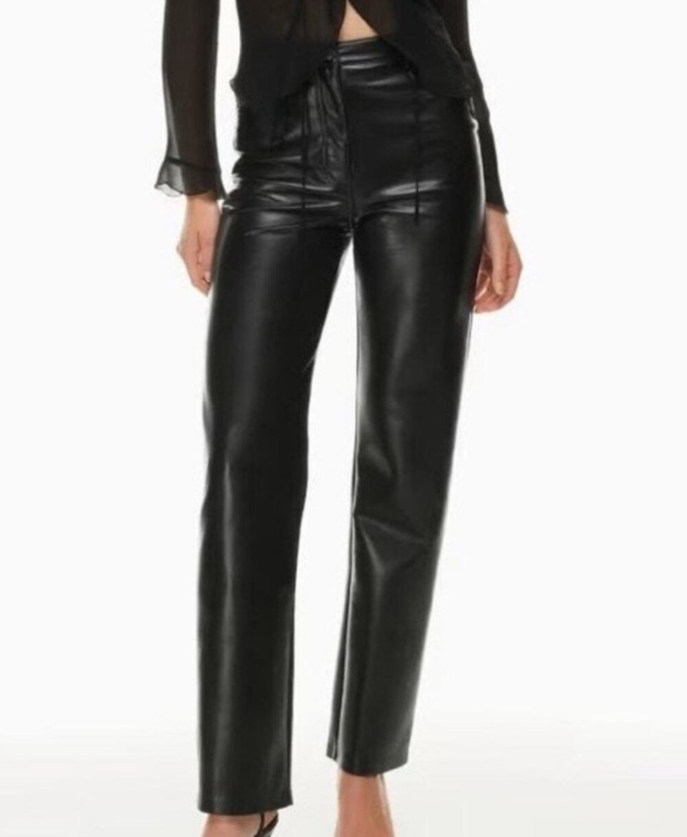 Wilfred Aritzia Super High Rise Melina Pant Black 2 Vegan Leather Pleather